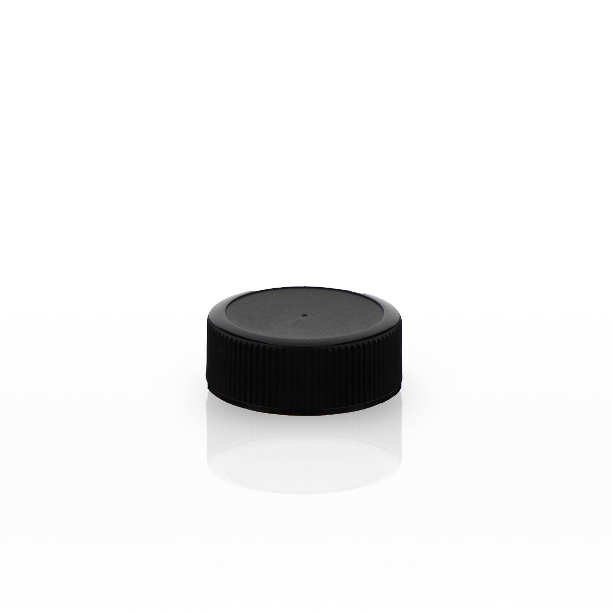 Plastic Cap | Ribbed Screw Thread w/ Foam Liner | 28mm - Black - 126 Count