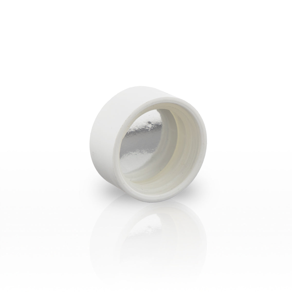 Child Resistant Plastic Caps | Smooth Matte w/ Foil Liner | 28mm - White - 126 Count