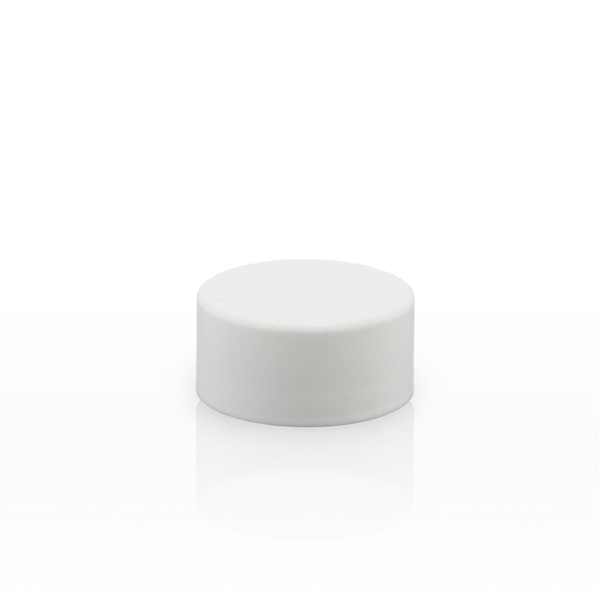 Child Resistant Plastic Caps | Smooth Matte w/ Foil Liner | 28mm - White - 126 Count