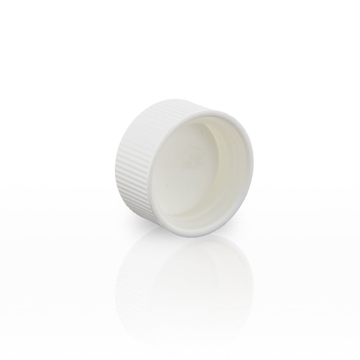 Child Resistant Plastic Caps | Embossed Text w/ Foam Liner | 28mm - White - 126 Count