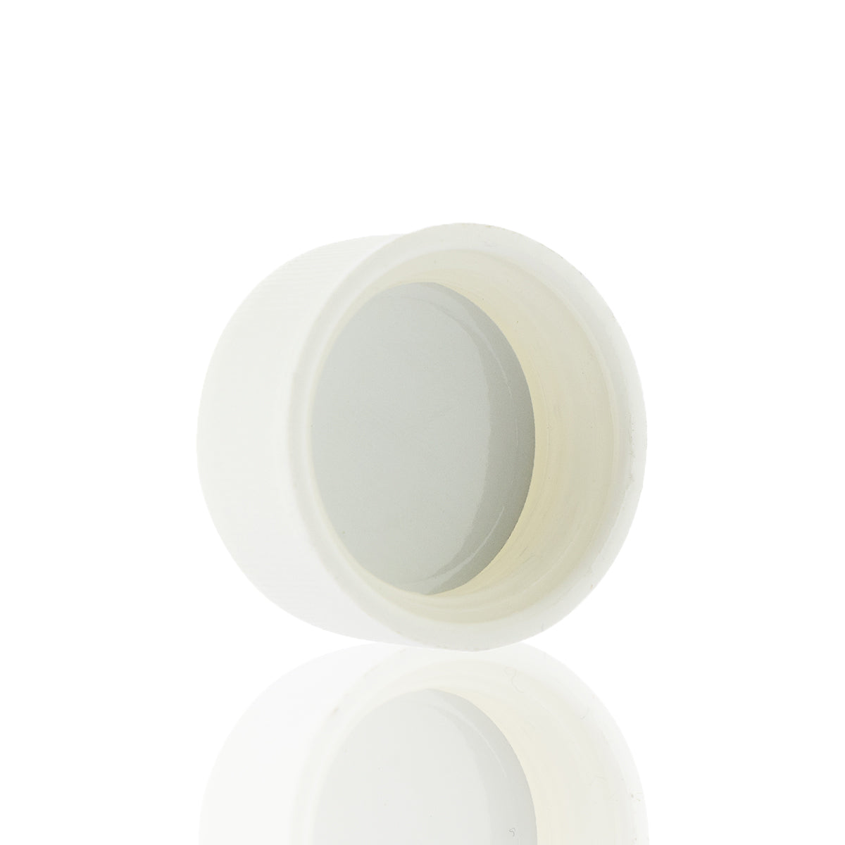 Child Resistant Plastic Caps | Ribbed Push Down & Turn w/ Foam Liner | 28mm - White - 126 Count