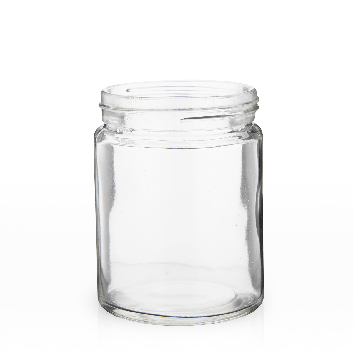 Glass Jar | Straight Sided Clear Glass Jars w/ Ribbed Plastic White Caps | 18oz - 48 Count Glass Jar Biohazard Inc   