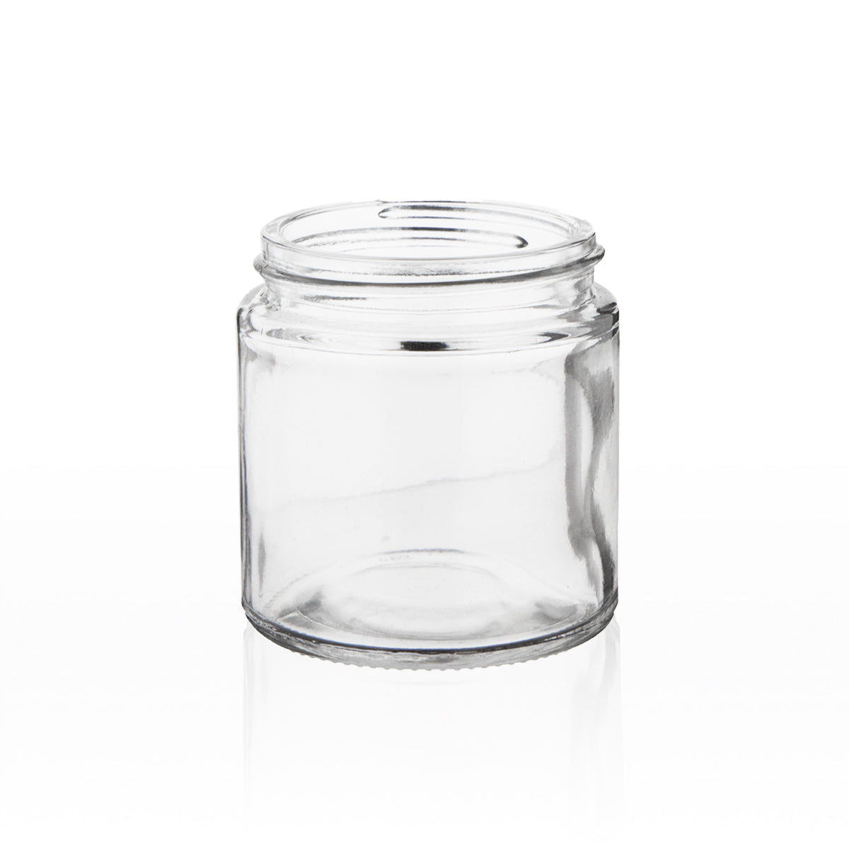 Glass Jars | Straight-Sided w/ Ribbed White Caps | 3oz - Clear - 24 Count - Biohazard Inc