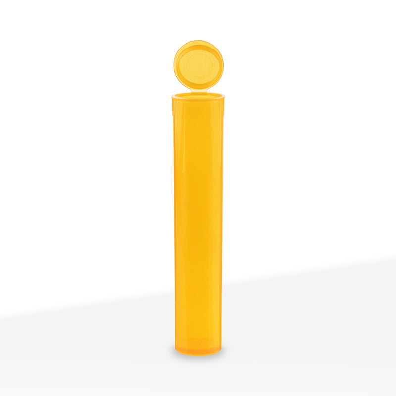 Child Resistant Pop Top Plastic Joint Tubes 95mm - Transparent Orange - 1,000 Count