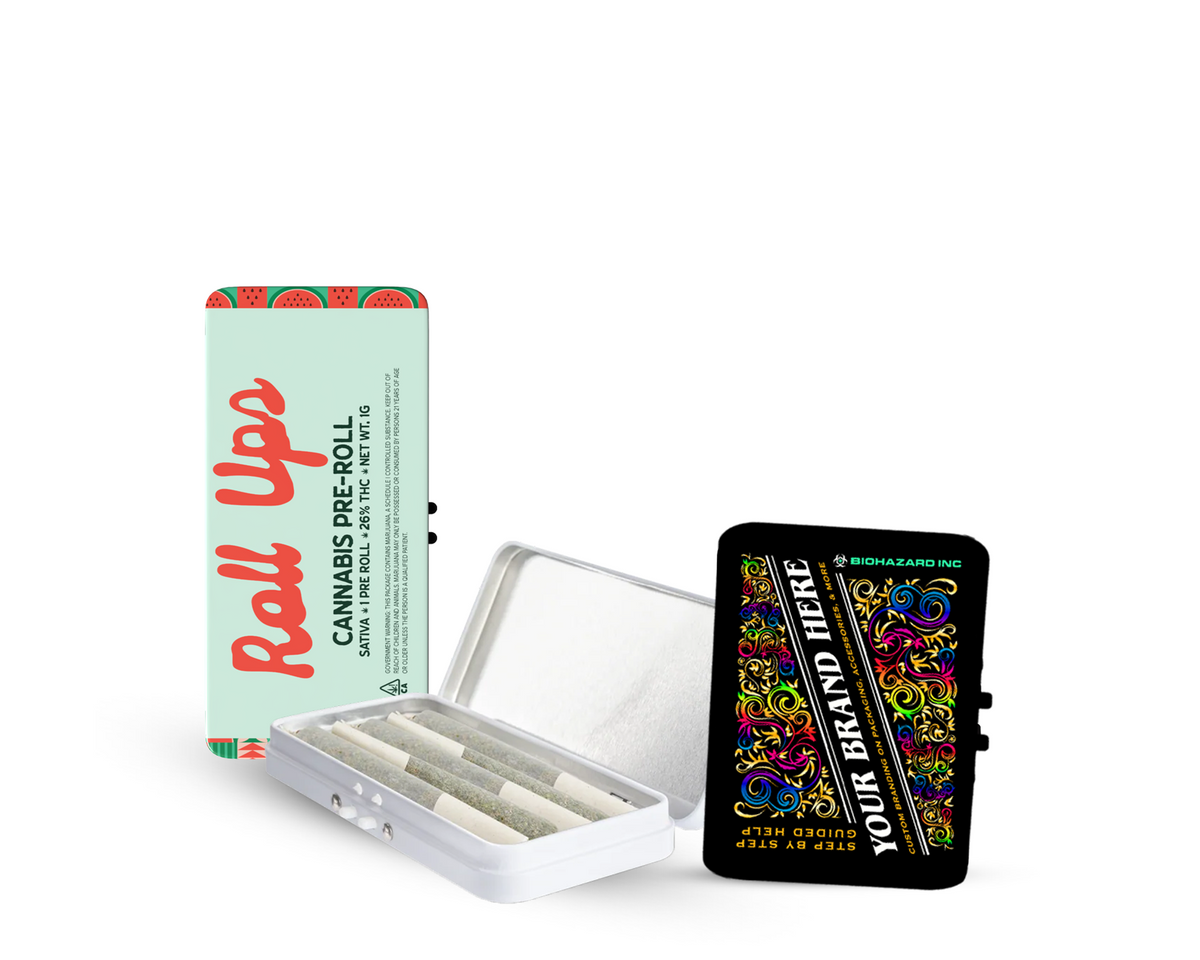 Get your free quote for custom branded metal tins today, only at Biohazard Inc!