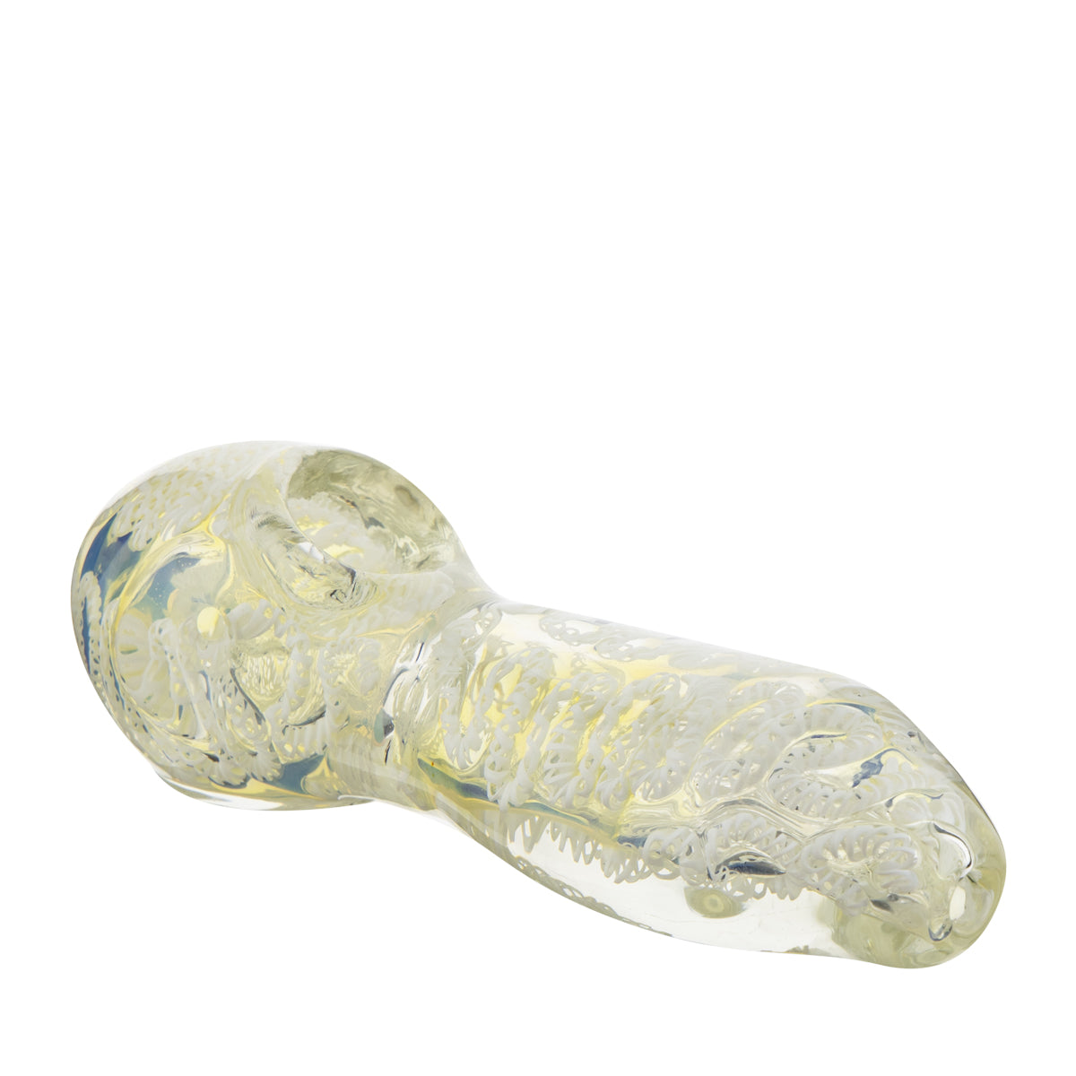 Hand Pipe | XL Heavy Latticino Stripe Hand Pipe | 7" - Glass - Assorted Colors