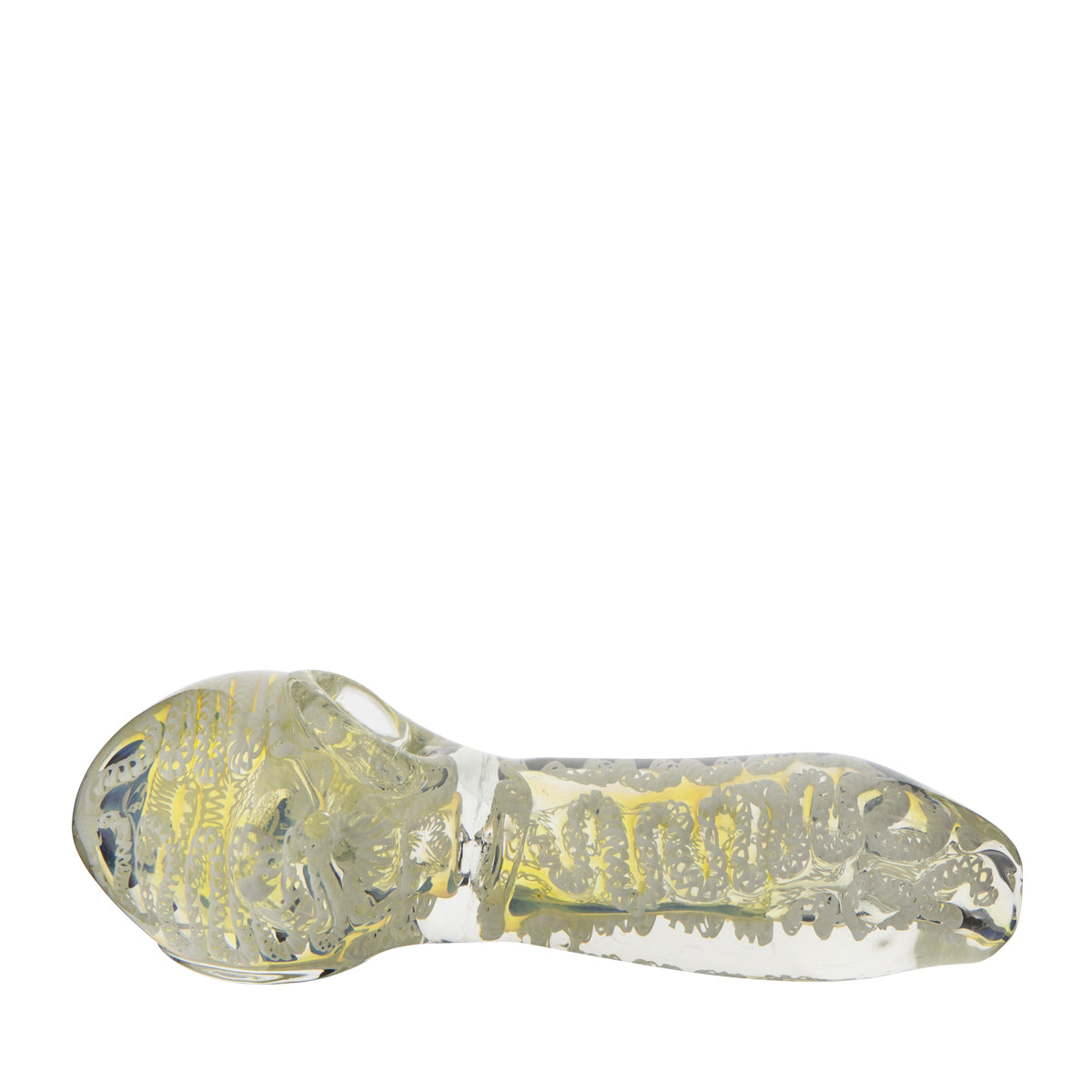 Hand Pipe | XL Heavy Latticino Stripe Hand Pipe | 7" - Glass - Assorted Colors