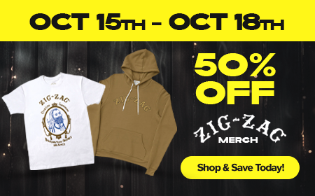 Take 50% off all Zig-Zag Merch and Apparel, only on Biohazard Inc! Starting October 15th through October 18th
