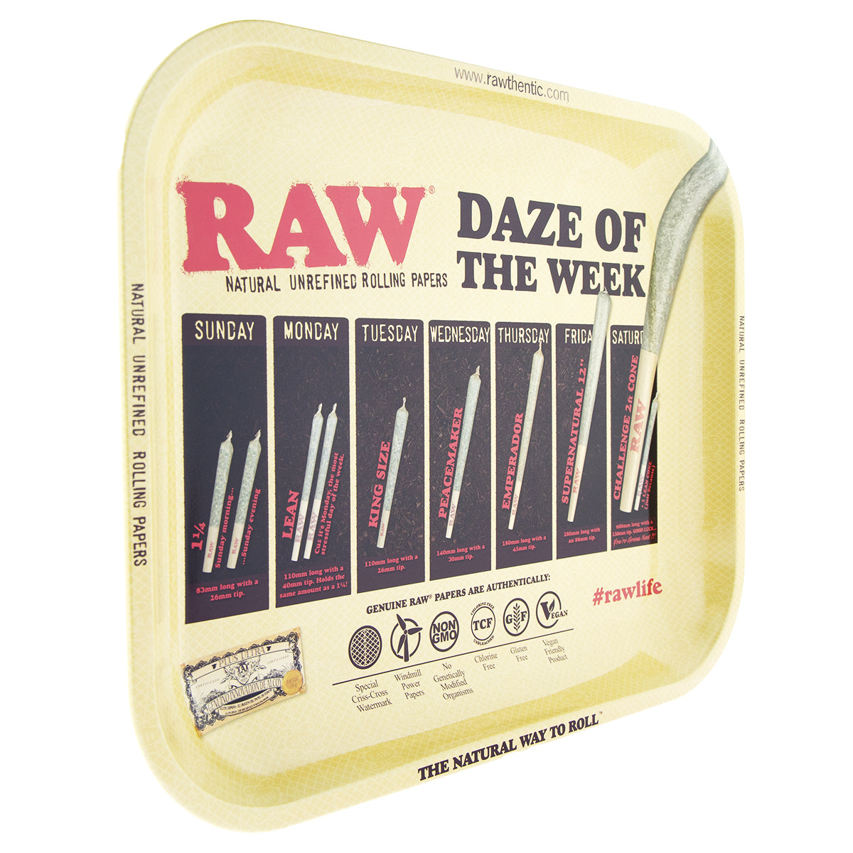 RAW® | 'Daze of the Week' Rolling Tray | Large - 14" x 11" - Metal