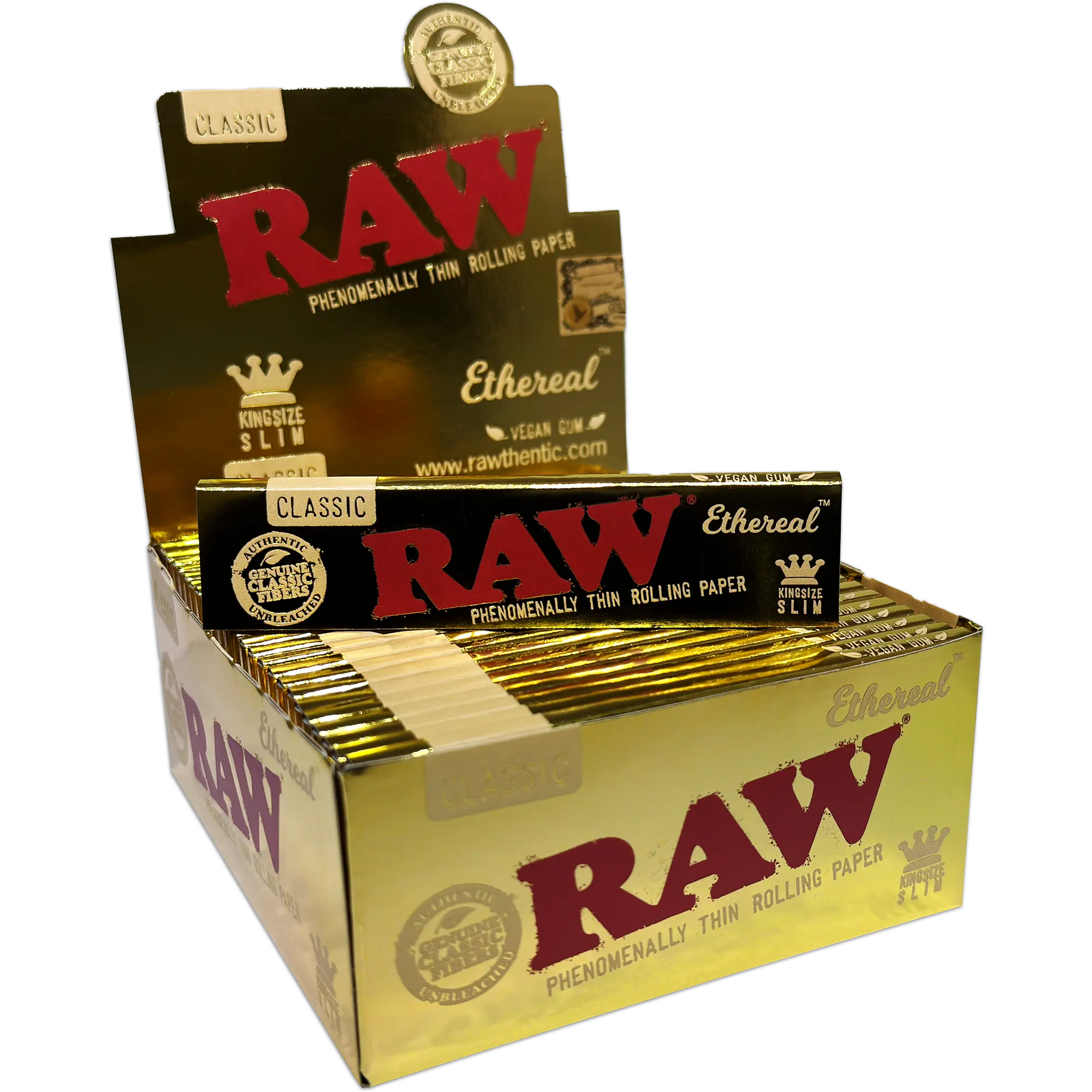 RAW Rolling Papers | Ethereal Ultra-Thin | Various Sizes - Brown - 24 Count