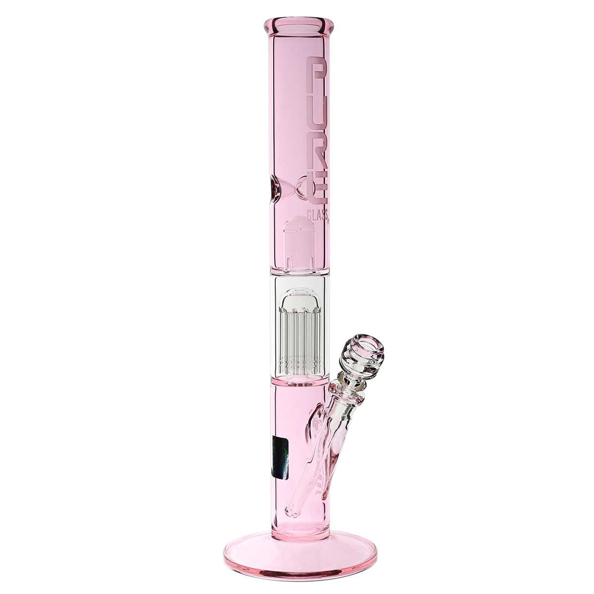 Pure Glass | 10-Arm Tree Percolator + Splash Guard Straight Water Pipe | 18" - 14mm - Various Colors