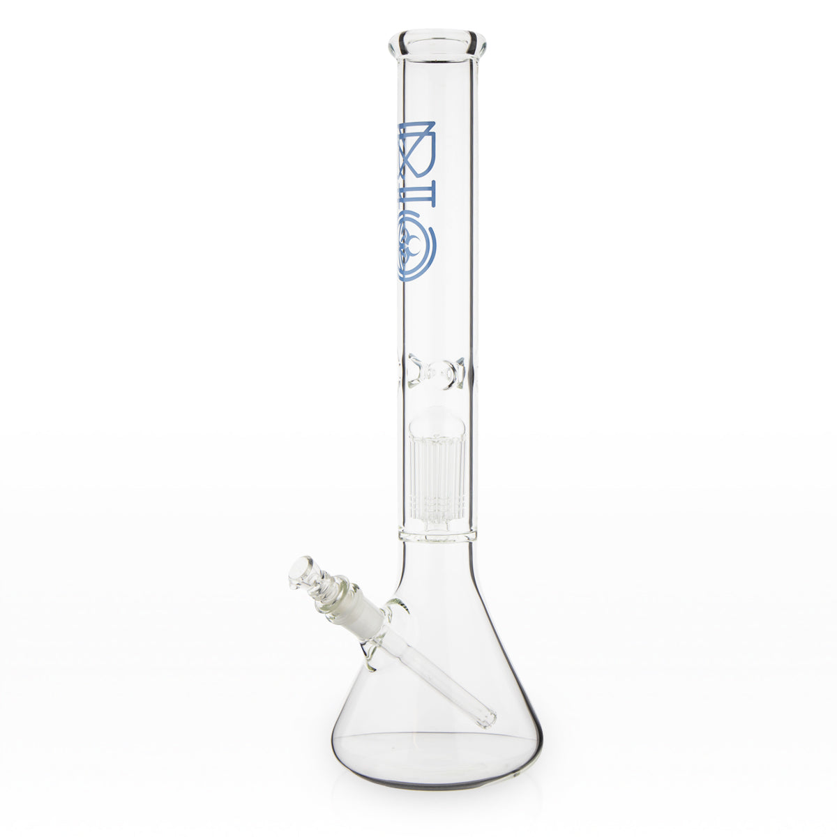 BIO Glass | Single Chamber 10-Arm Tree Percolator Beaker Water Pipe | 18" - 14mm - Various Colors Glass Bong Biohazard Inc Blue  