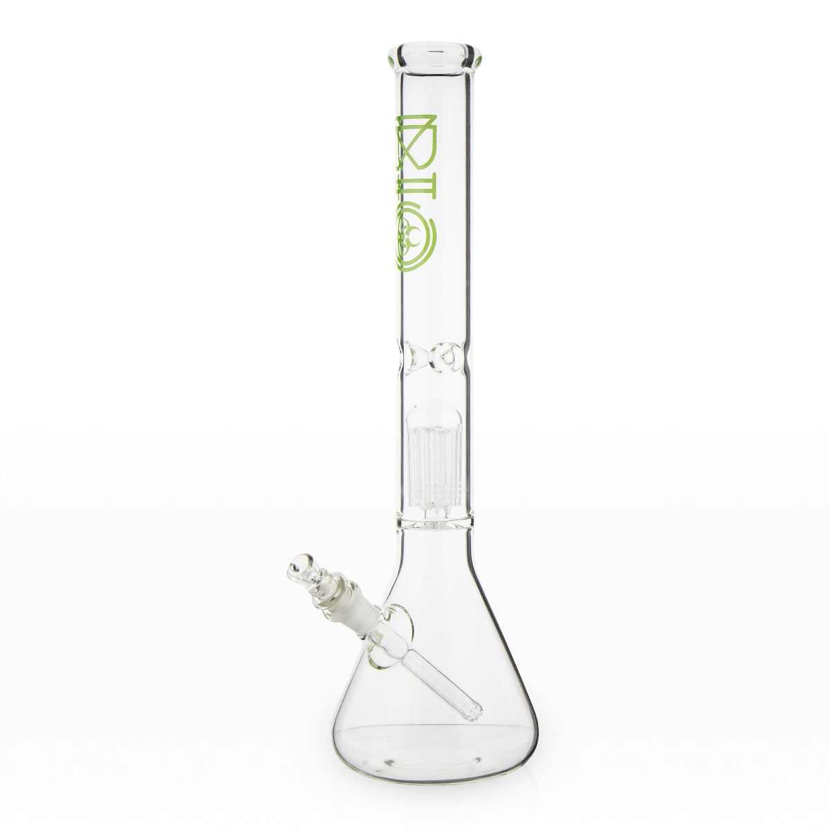 BIO Glass | Single Chamber 10-Arm Tree Percolator Beaker Water Pipe | 18" - 14mm - Various Colors Glass Bong Biohazard Inc Green  