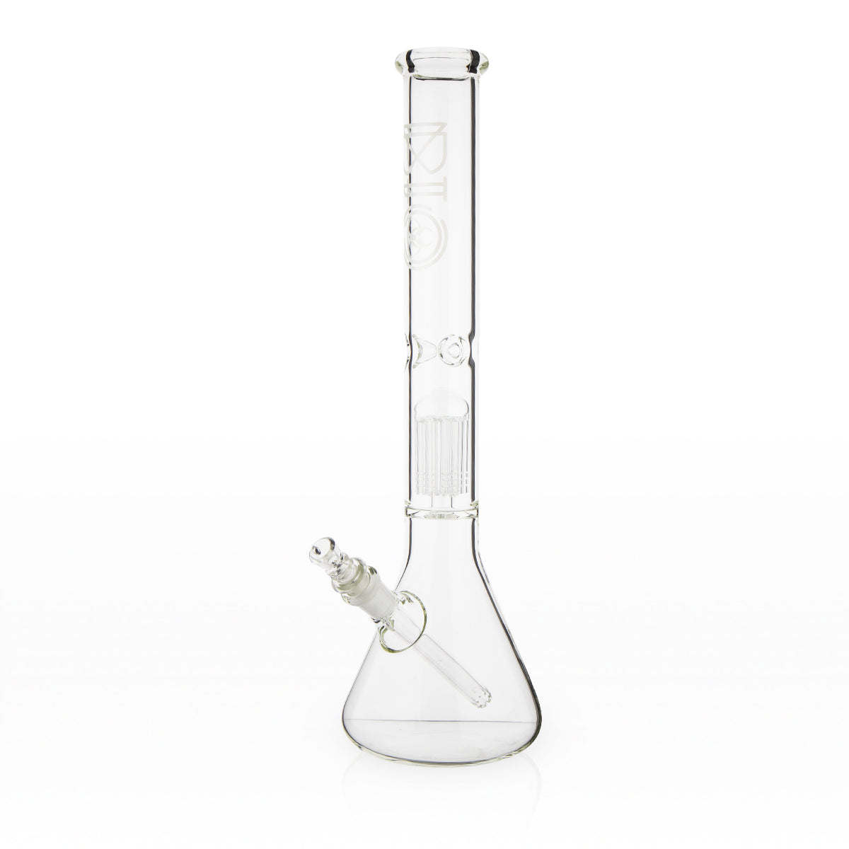 BIO Glass | Single Chamber 10-Arm Tree Percolator Beaker Water Pipe | 18" - 14mm - Various Colors Glass Bong Biohazard Inc White  
