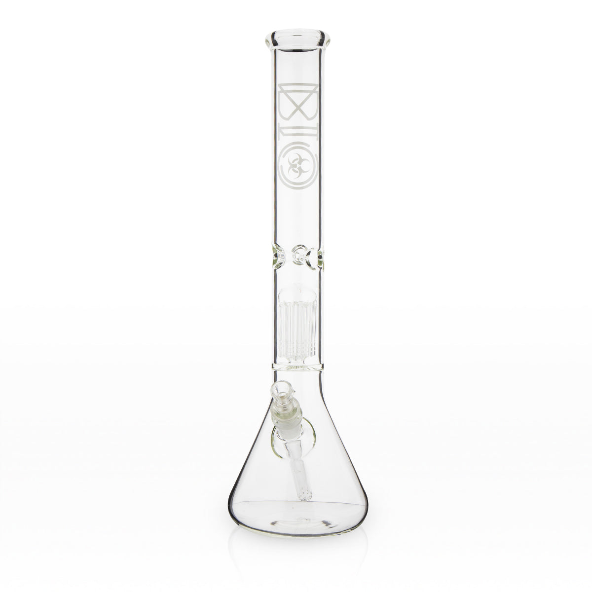 BIO Glass | Single Chamber 10-Arm Tree Percolator Beaker Water Pipe | 18" - 14mm - Various Colors Glass Bong Biohazard Inc   