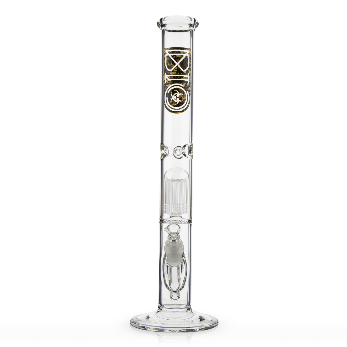 BIO Glass | Single Chamber 10-Arm Tree Perc Straight Water Pipe | 18" - 14mm - Various Colors Glass Bong Biohazard Inc Camo  