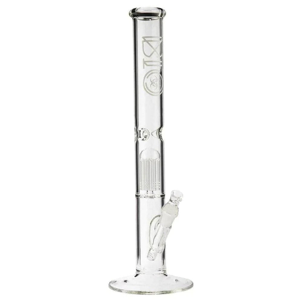 BIO Glass | Single Chamber 10-Arm Tree Perc Straight Water Pipe | 18" - 14mm - Various Colors Glass Bong Biohazard Inc White  