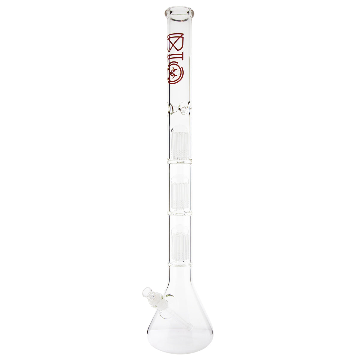 BIO Glass | Triple Chamber 10-Arm Tree Percolator Beaker Water Pipe | 26" - 14mm - Various Colors Glass Bong Biohazard Inc Red  