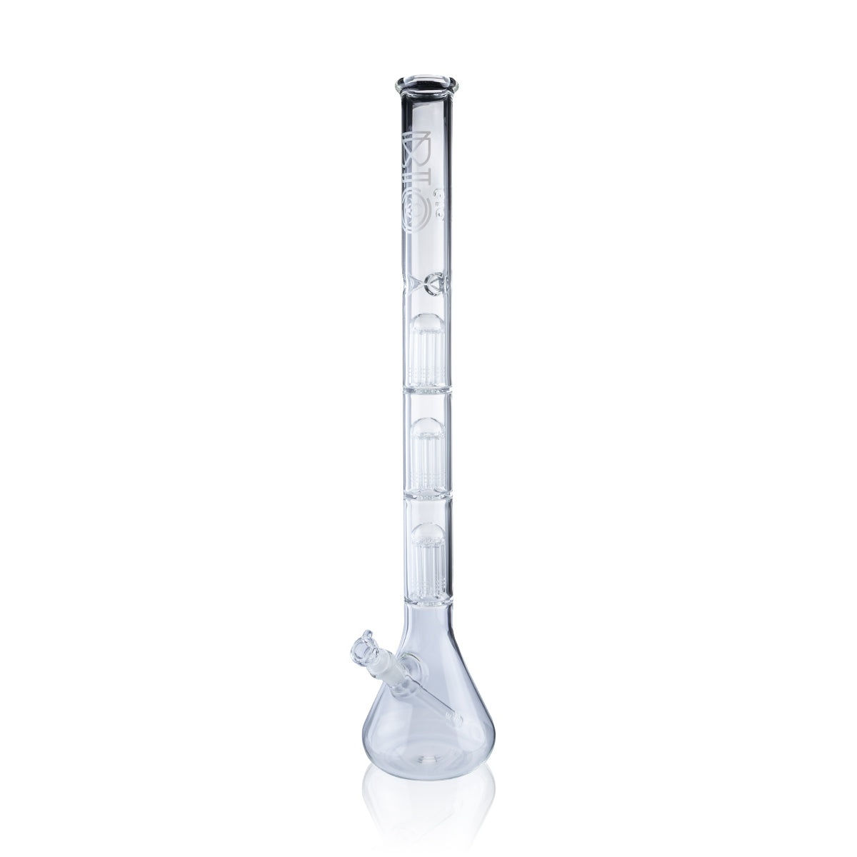 BIO Glass | Triple Chamber 10-Arm Tree Percolator Beaker Water Pipe | 26" - 14mm - Various Colors Glass Bong Biohazard Inc Silver  