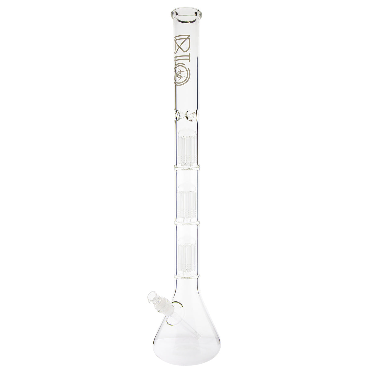 BIO Glass | Triple Chamber 10-Arm Tree Percolator Beaker Water Pipe | 26" - 14mm - Various Colors Glass Bong Biohazard Inc White  