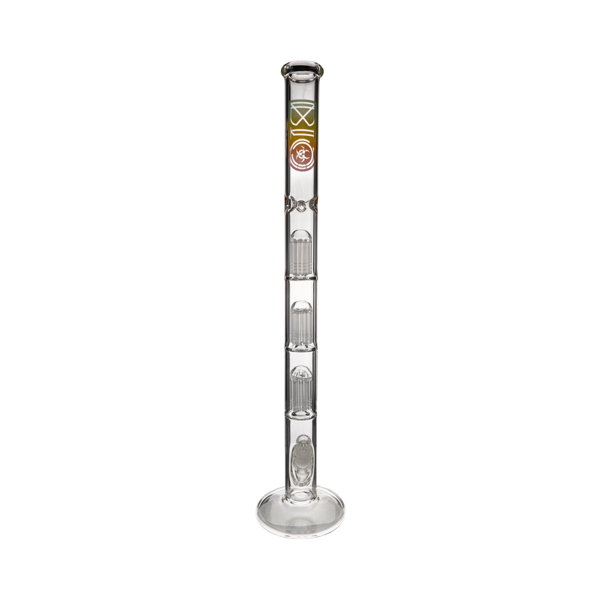 BIO Glass | Triple Chamber 10-Arm Tree Percolator Straight Water Pipe | 26" - 14mm - Various Colors  Biohazard Inc   