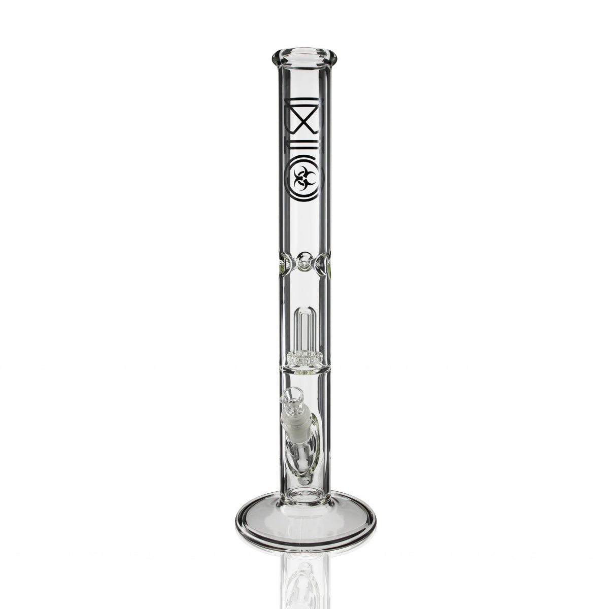 BIO Glass | Showerhead Percolator Straight Water Pipe | 18" - 14mm - Various Colors Glass Bong Biohazard Inc   