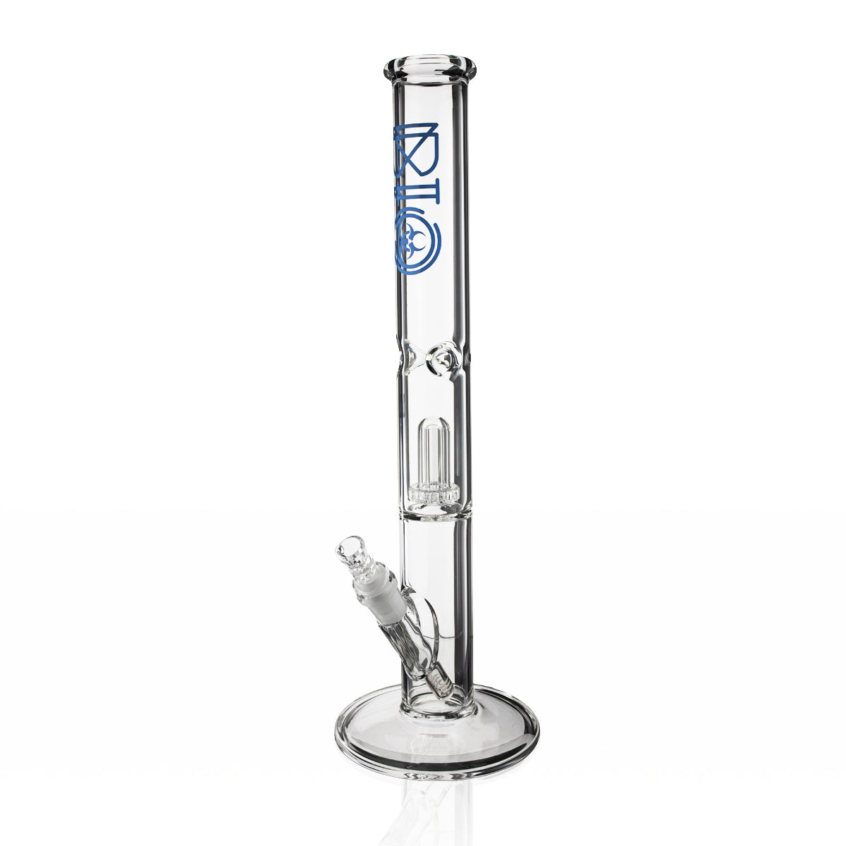 BIO Glass | Showerhead Percolator Straight Water Pipe | 18" - 14mm - Various Colors Glass Bong Biohazard Inc Blue  