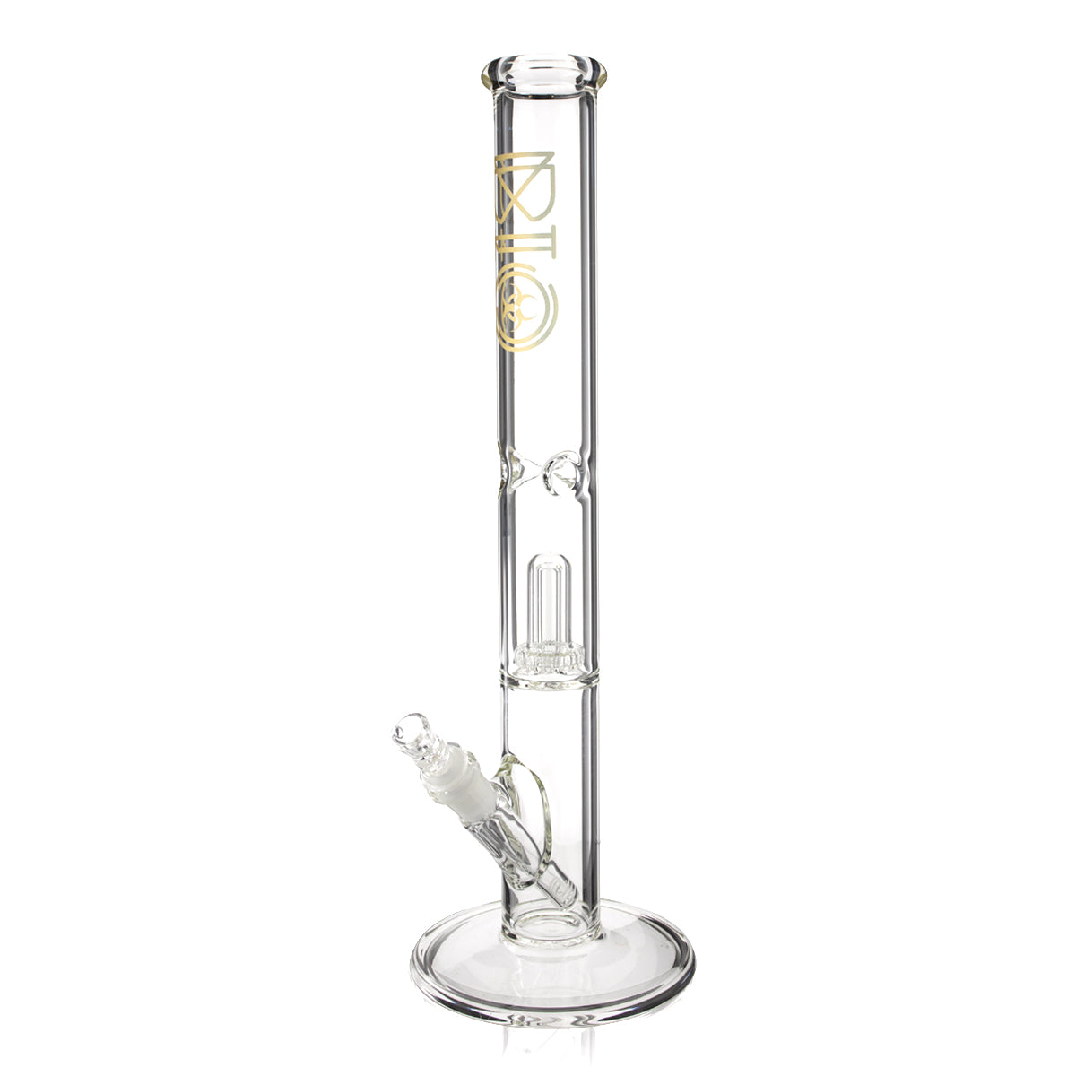 BIO Glass | Showerhead Percolator Straight Water Pipe | 18" - 14mm - Various Colors Glass Bong Biohazard Inc Gold  