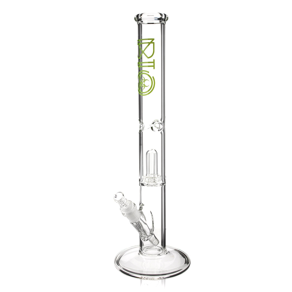 BIO Glass | Showerhead Percolator Straight Water Pipe | 18" - 14mm - Various Colors Glass Bong Biohazard Inc Green  