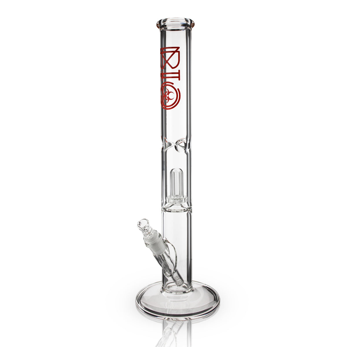 BIO Glass | Showerhead Percolator Straight Water Pipe | 18" - 14mm - Various Colors Glass Bong Biohazard Inc Red  