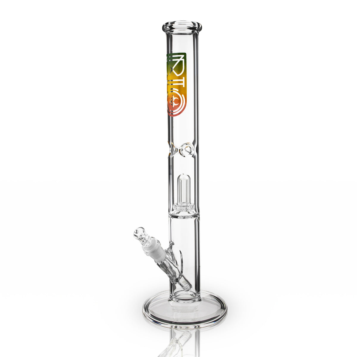 BIO Glass | Showerhead Percolator Straight Water Pipe | 18" - 14mm - Various Colors Glass Bong Biohazard Inc Rasta  