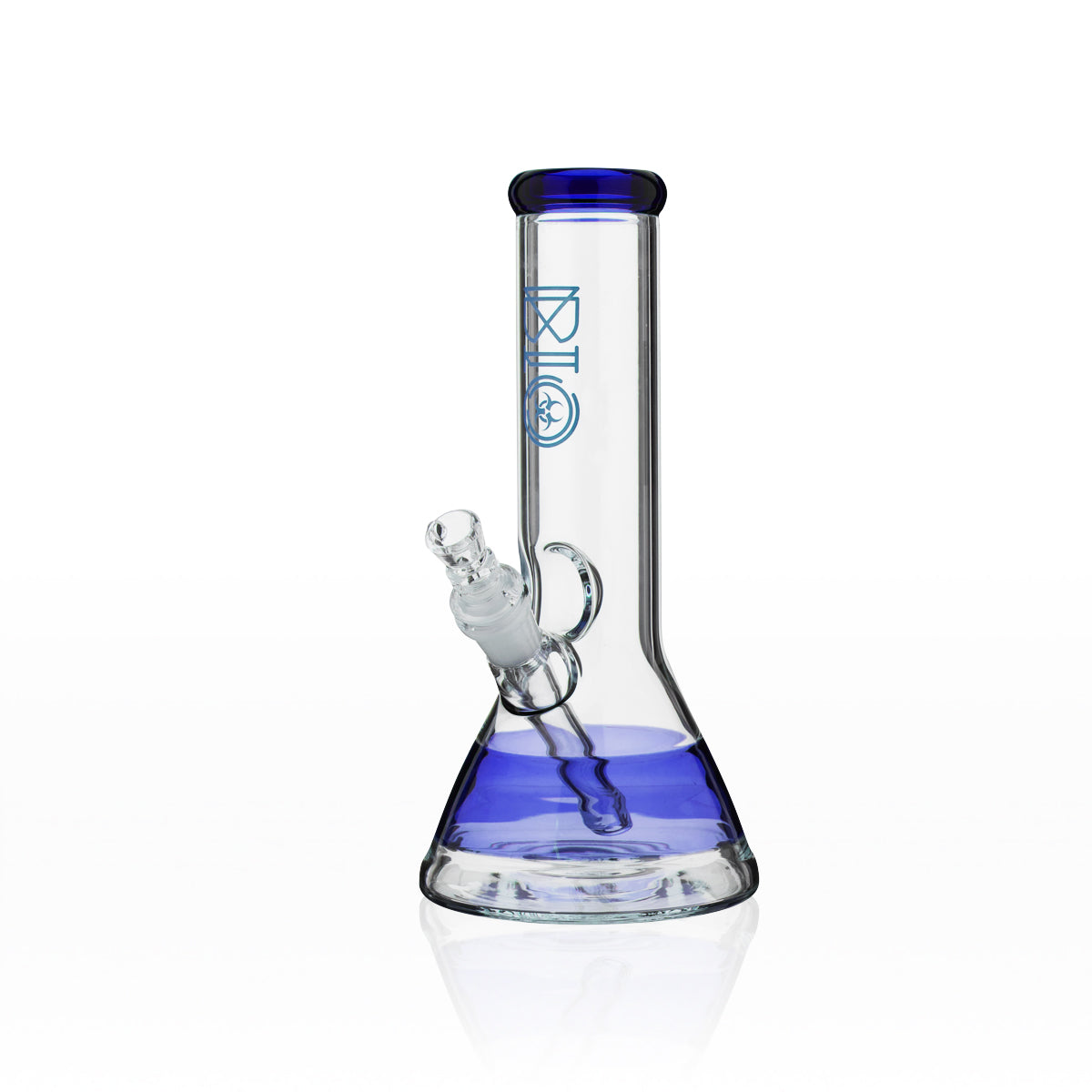 BIO Glass | Stripe Beaker Water Pipe | 10" - 14mm - Various Colors  Biohazard Inc Blue  