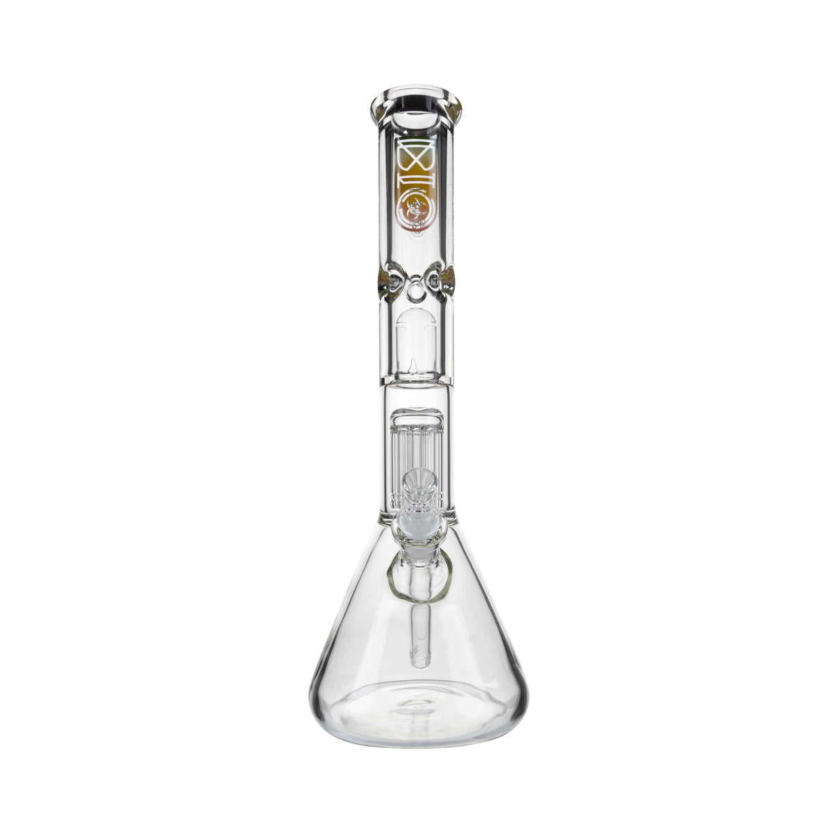 BIO Glass | Single Chamber 10-Arm Tree + Splash Guard Heavy Beaker | 16" - 14mm - Various Colors Glass Bong Bio Glass   