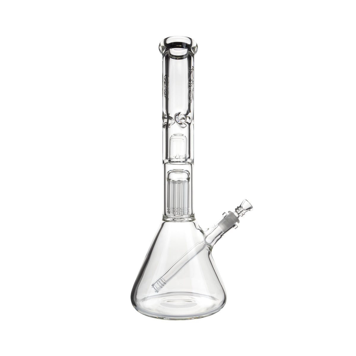 BIO Glass | Single Chamber 10-Arm Tree + Splash Guard Heavy Beaker | 16" - 14mm - Various Colors Glass Bong Bio Glass   