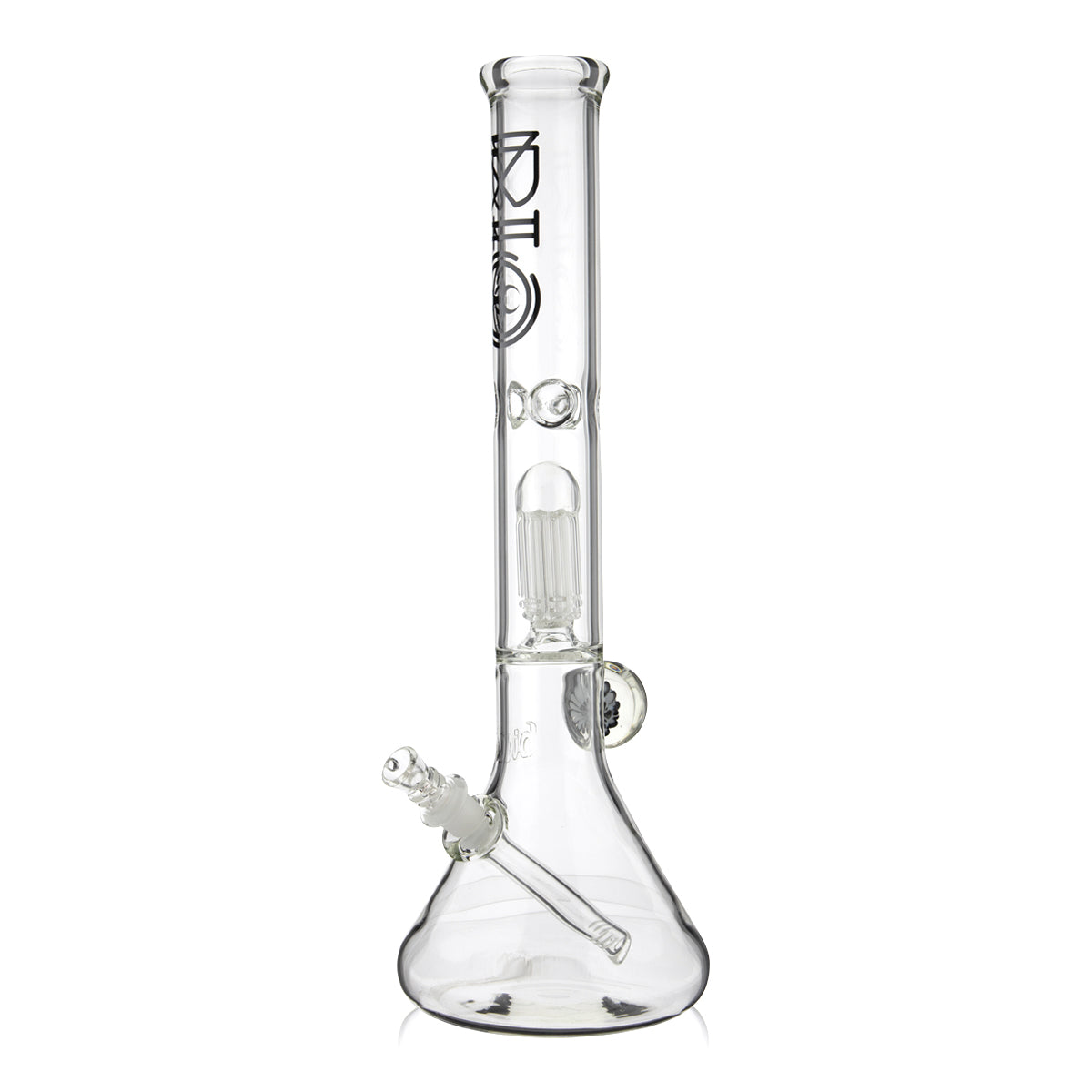BIO Glass | Flower Marble 8-Arm Tree Percolator Beaker Water Pipe | 18" - 14mm - Various Colors Glass Bong Biohazard Inc Black  