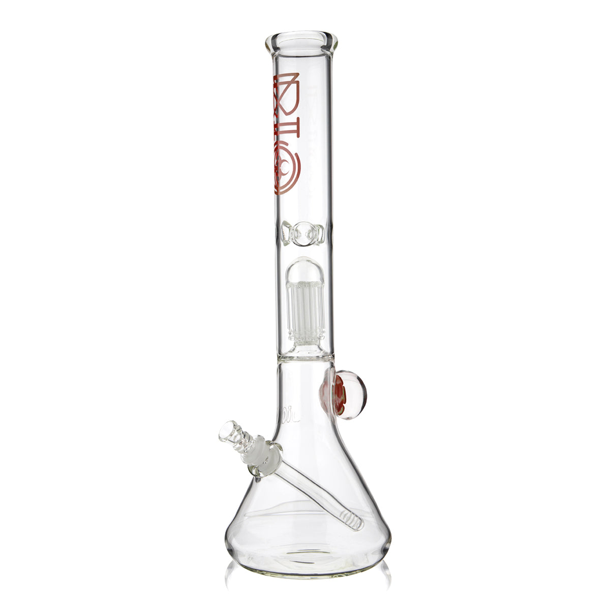 BIO Glass | Flower Marble 8-Arm Tree Percolator Beaker Water Pipe | 18" - 14mm - Various Colors Glass Bong Biohazard Inc Red  
