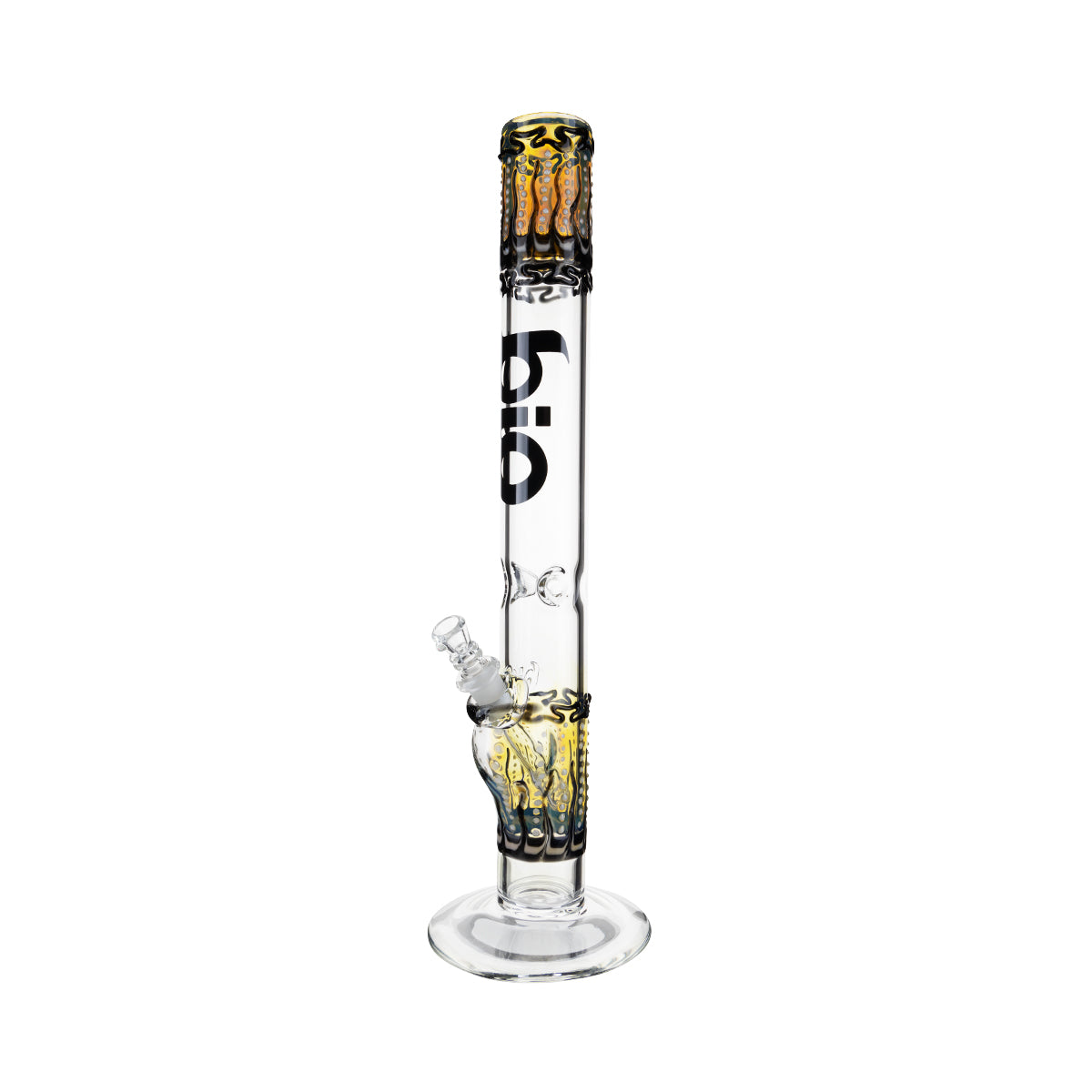 BIO Glass | Worked Color Straight Water Pipe | 18" - 14mm - Various Colors  Biohazard Inc Black  