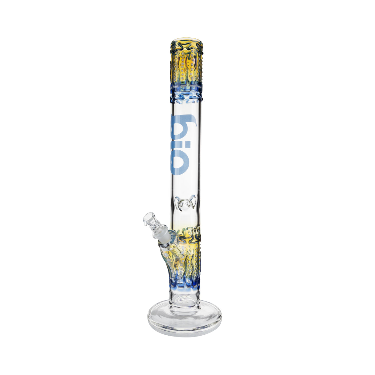 BIO Glass | Worked Color Straight Water Pipe | 18" - 14mm - Various Colors  Biohazard Inc Blue  