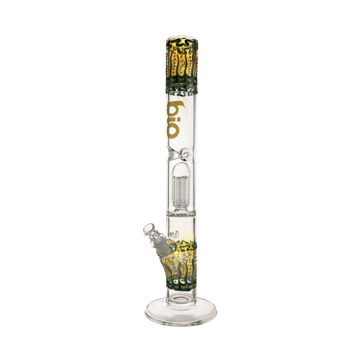 BIO Glass | Worked Single Chamber 8-Arm Tree Percolator Water Pipe | 18" - 14mm - Various Colors  Biohazard Inc Green  