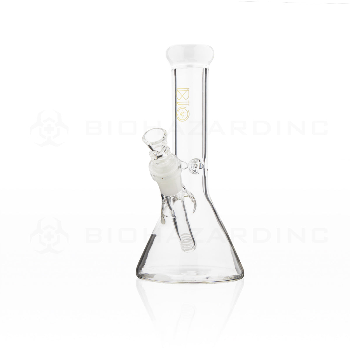 BIO Glass | Classic Mini Beaker Water Pipe | 8" - 14mm Glass Bong Biohazard Inc White  