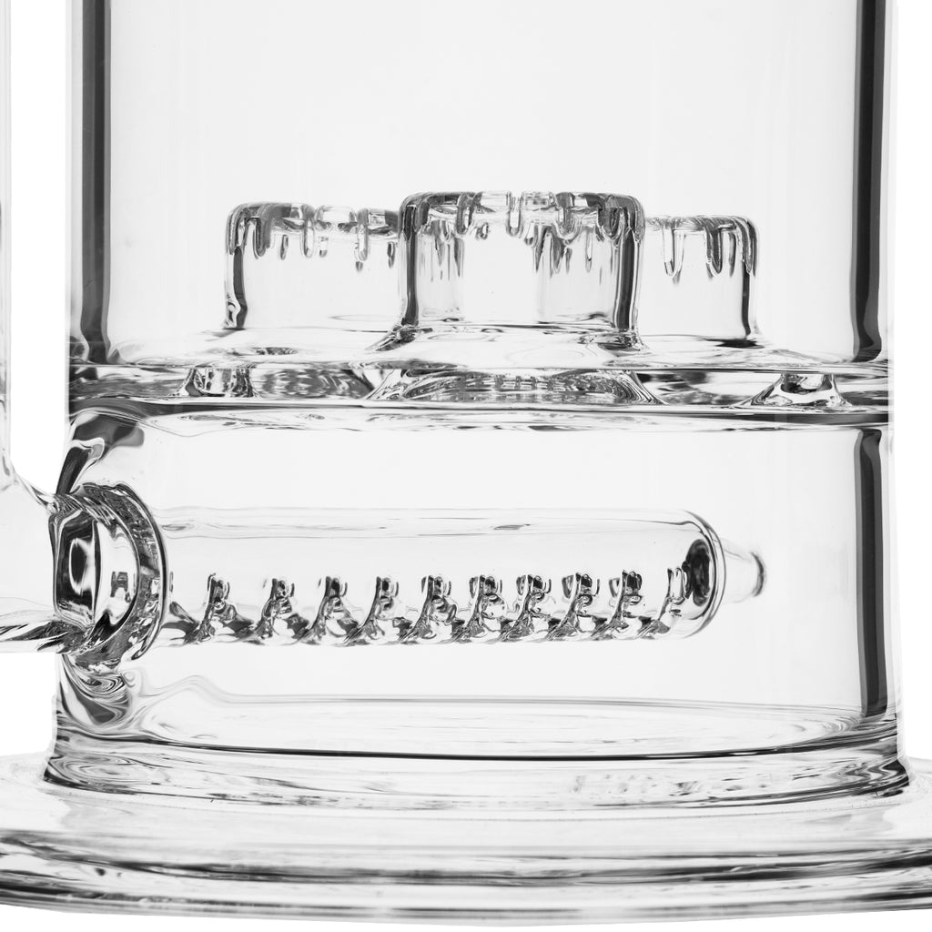 BIO Glass | Triple Updome Percolator Inline Stemless Water Pipe | 16"