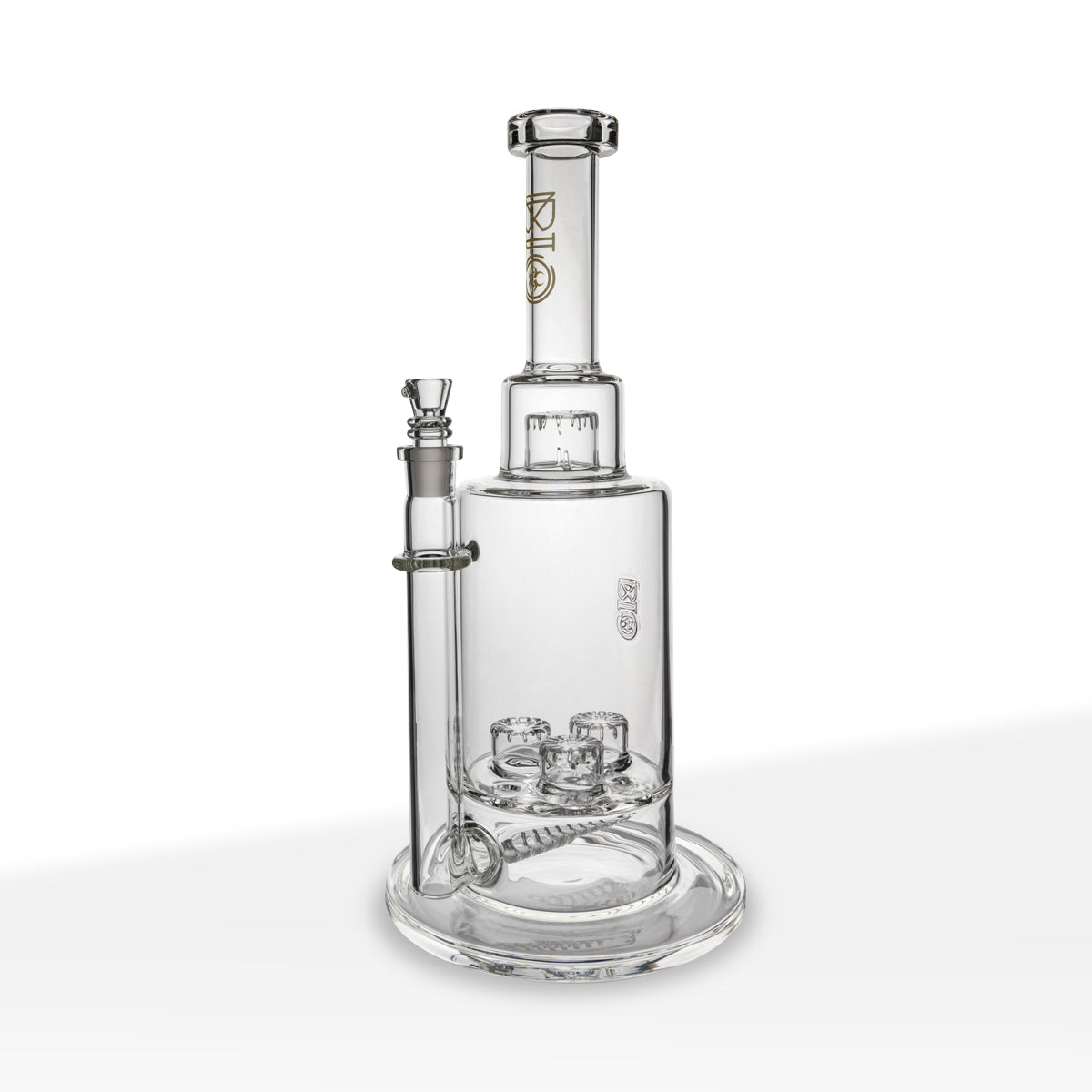 BIO Glass | Triple Updome Percolator Inline Stemless Water Pipe | 16" - 14mm - Various Colors Glass Bong Biohazard Inc Gold  