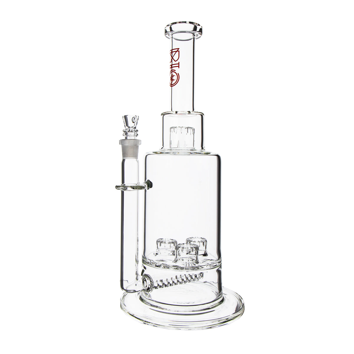 BIO Glass | Triple Updome Percolator Inline Stemless Water Pipe | 16" - 14mm - Various Colors Glass Bong Biohazard Inc Red  