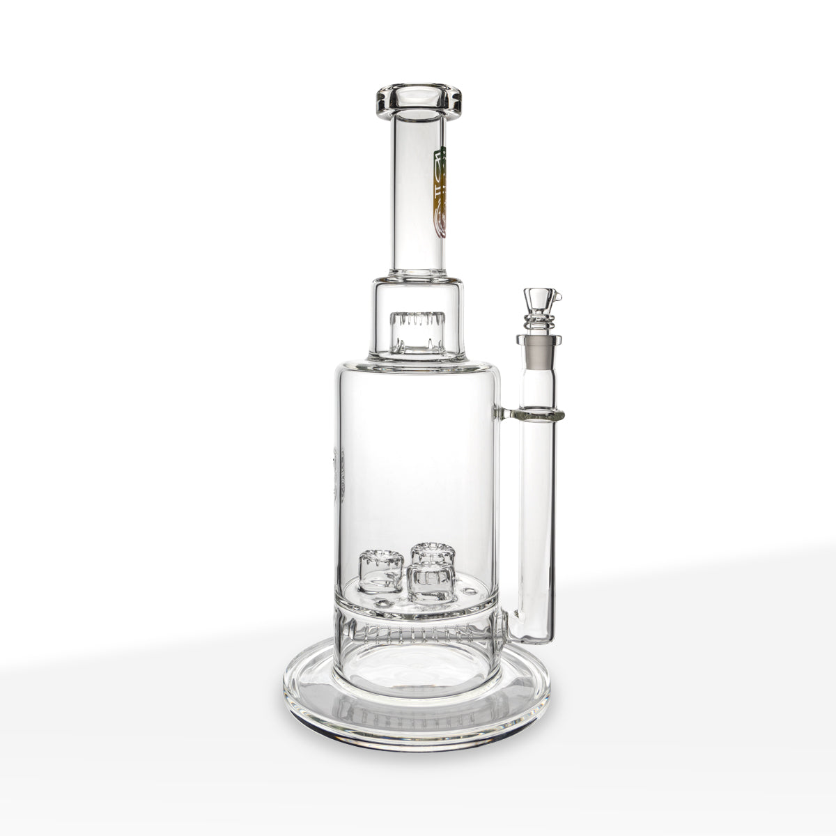 BIO Glass | Triple Updome Percolator Inline Stemless Water Pipe | 16" - 14mm - Various Colors Glass Bong Biohazard Inc   