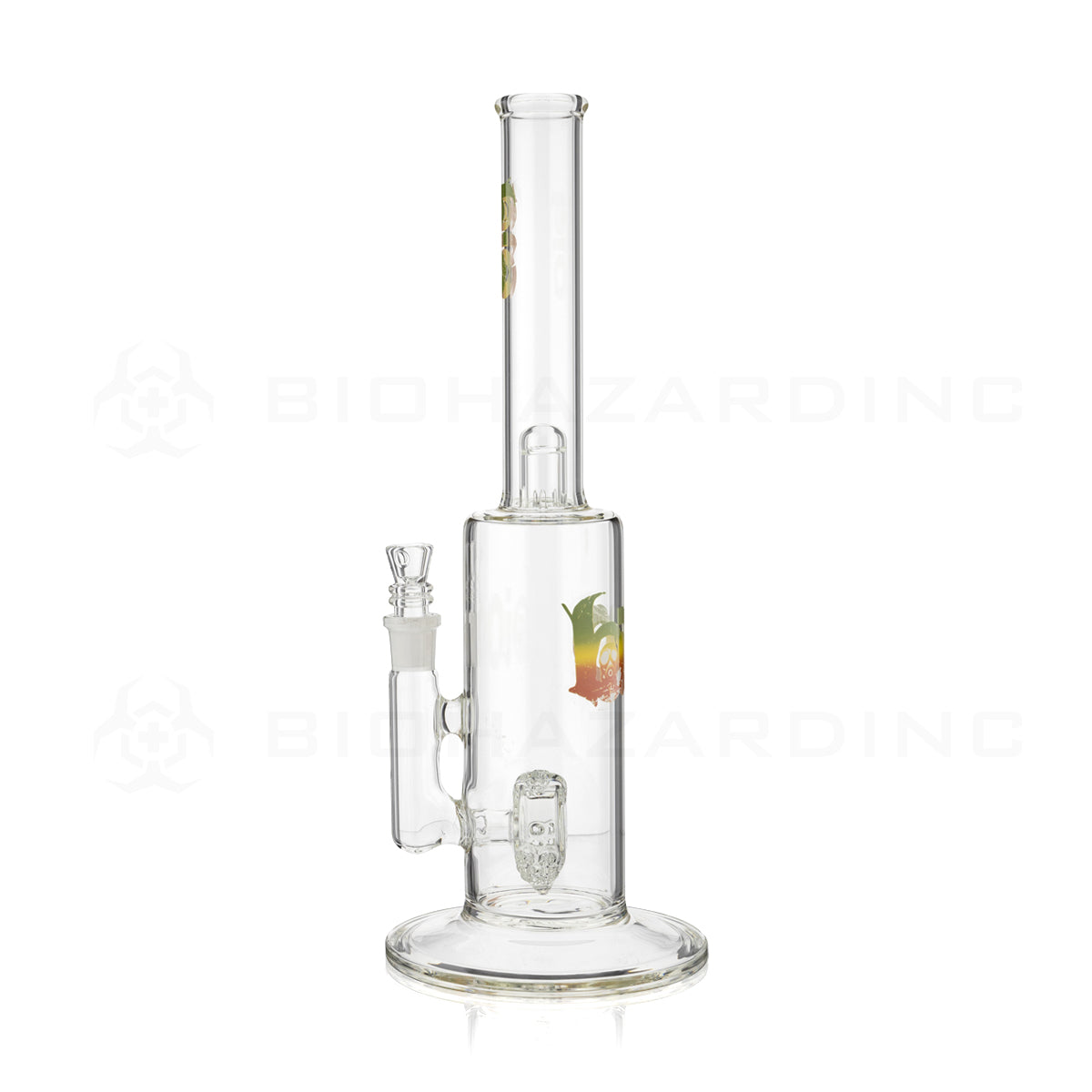 BIO Glass | Heart Percolator Straight Stemless Water Pipe | 16" - 14mm - Rasta  Biohazard Inc   