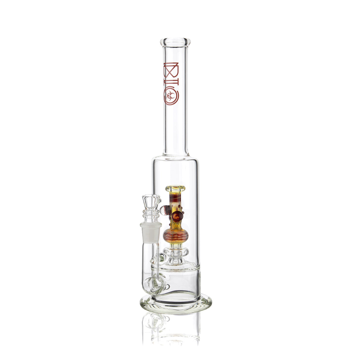 BIO Glass | Bong in a Bong Showerhead Percolator Stemless Water Pipe | 13" - 19mm - Various Colors Glass Bong Biohazard Inc Red  
