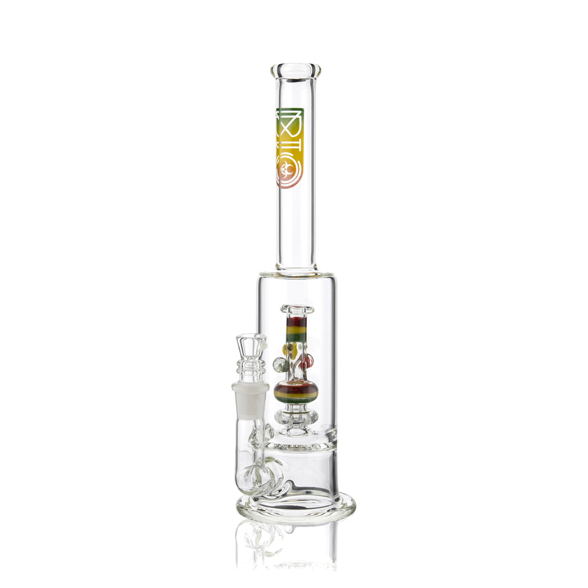 BIO Glass | Bong in a Bong Showerhead Percolator Stemless Water Pipe | 13" - 19mm - Various Colors Glass Bong Biohazard Inc Rasta  