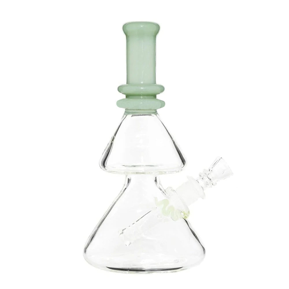 BIO Glass | Double Stacked Heavy Beaker Water Pipe | 8" - 14mm - Various Colors Glass Dab Rig Biohazard Inc Jade Green  