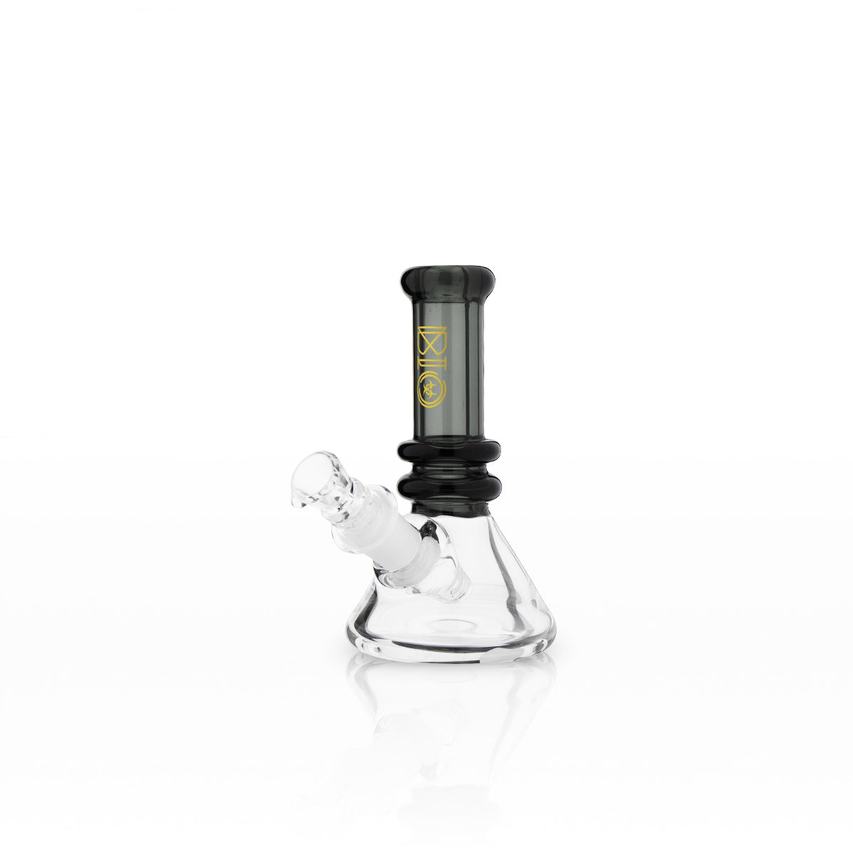 BIO Glass | Mini Heavy Duty Colored Neck Beaker Water Pipe | 5"  - 14mm - Various Colors Glass Bong Biohazard Inc Smoke Black  