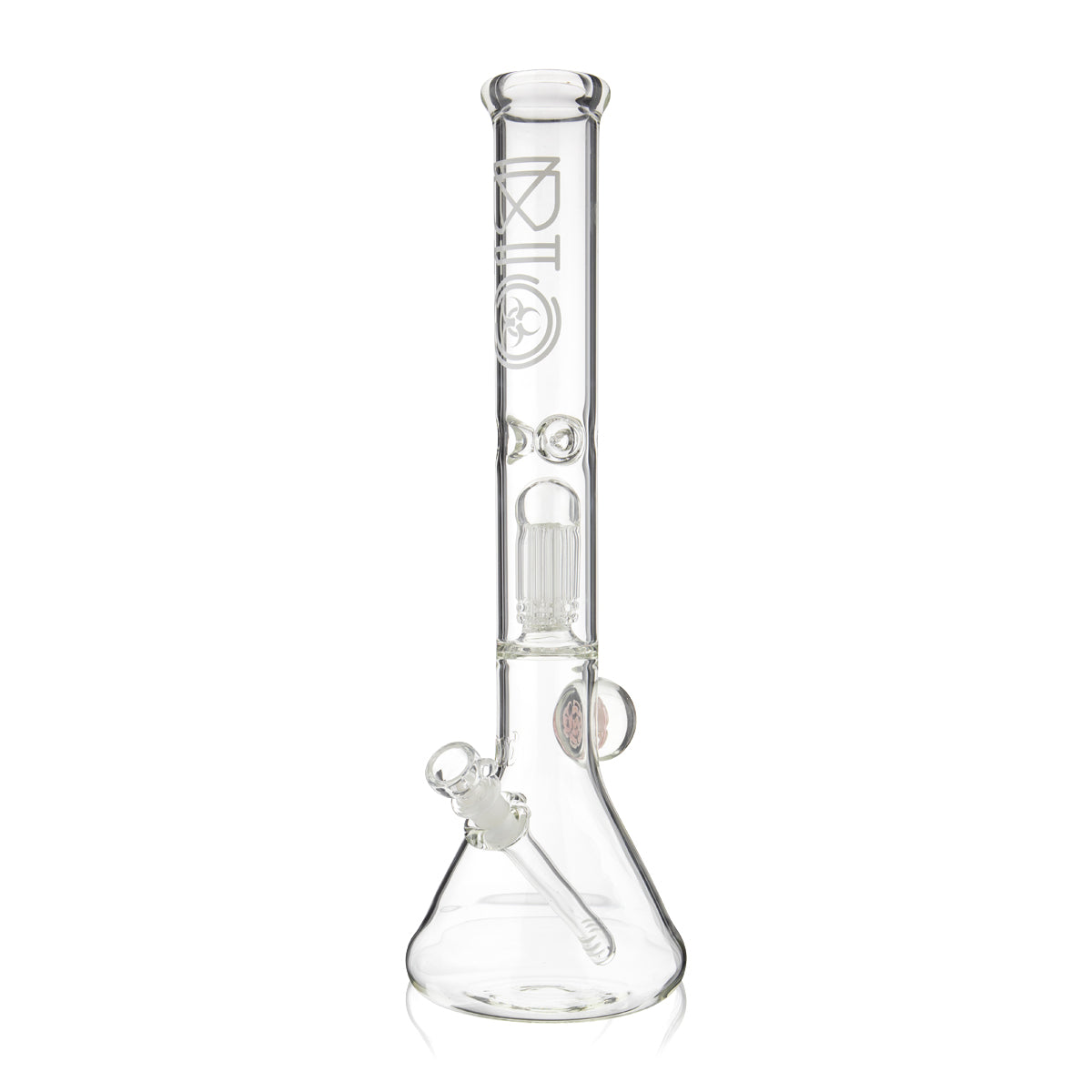BIO Glass | Flower Marble 8-Arm Tree Percolator Beaker Water Pipe | 18" - 14mm - Various Colors Glass Bong Biohazard Inc Pink  